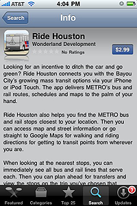 iphone app Ride Houston by Wonderland Development