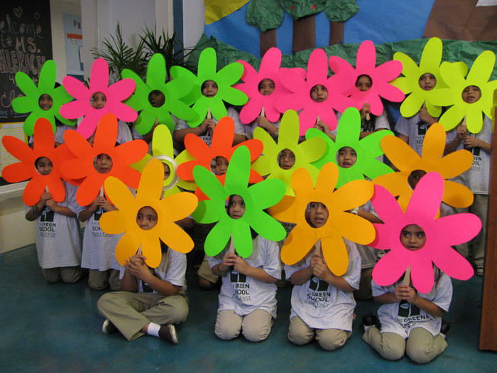 Students dressd as flowers