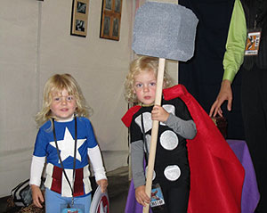 brothers dressed as Captain America and Thor