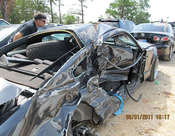 ford mustang after the accident.