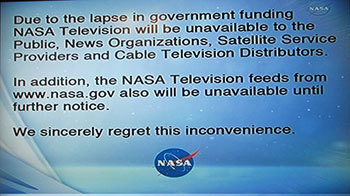 NASA TV shutdown message