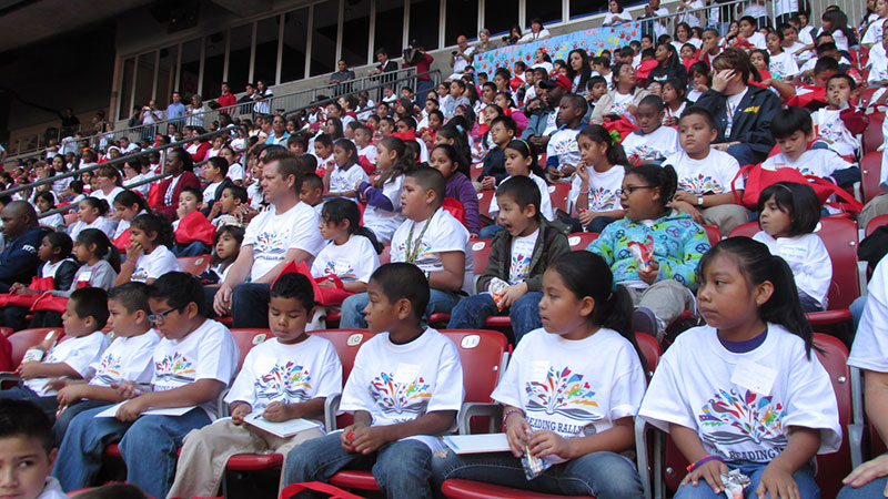 Reading Rally participants seated in the stadium 