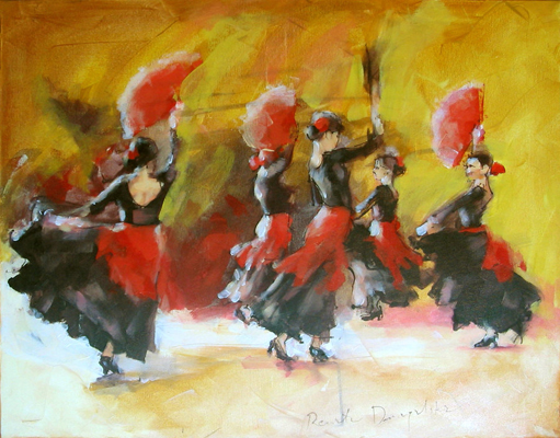 Flamenco dancers. Painting by Renata Domagalska.