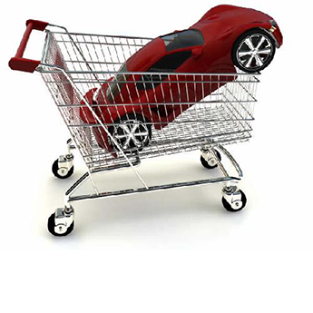 car in a shopping cart
