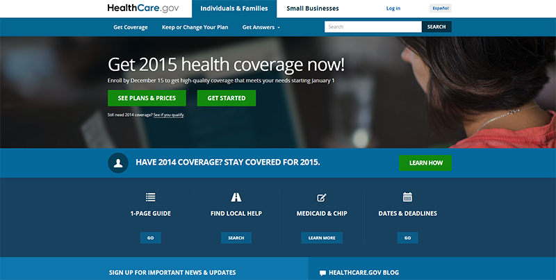HealthCare website screen grab