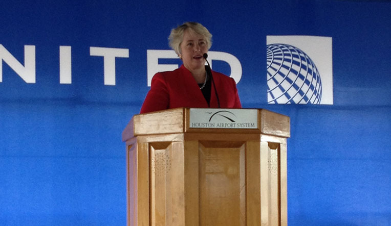 Mayor Annise Parkerspeaking at the press conference