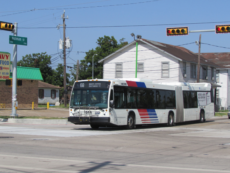 Metro’s 68 bus on Holman Street at Scott in Houston’s Third Ward 