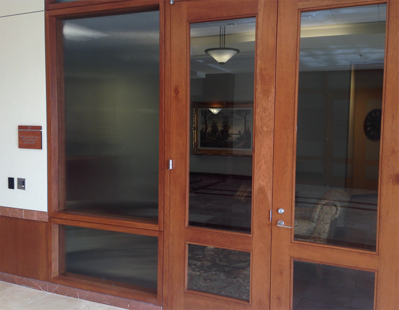 Front doors of vacated headquarters of Wallace Bajjali Development Partners, LP; in Sugar Land.
