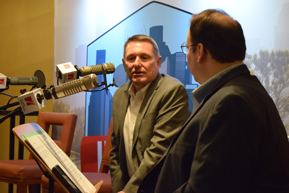 Clark Martinson, General Manager of the Energy Corridor District, talks with Craig Cohen.