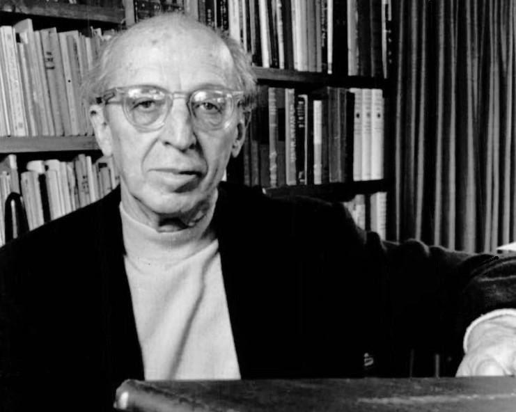 Photograph of Aaron Copland for the “Young Peoples’ Concerts” series produced by CBS television and the New York Philharmonic, c. 1970.