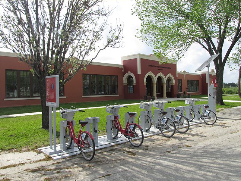 Bike kiosk at Houston's Leonel Castillo Community Center