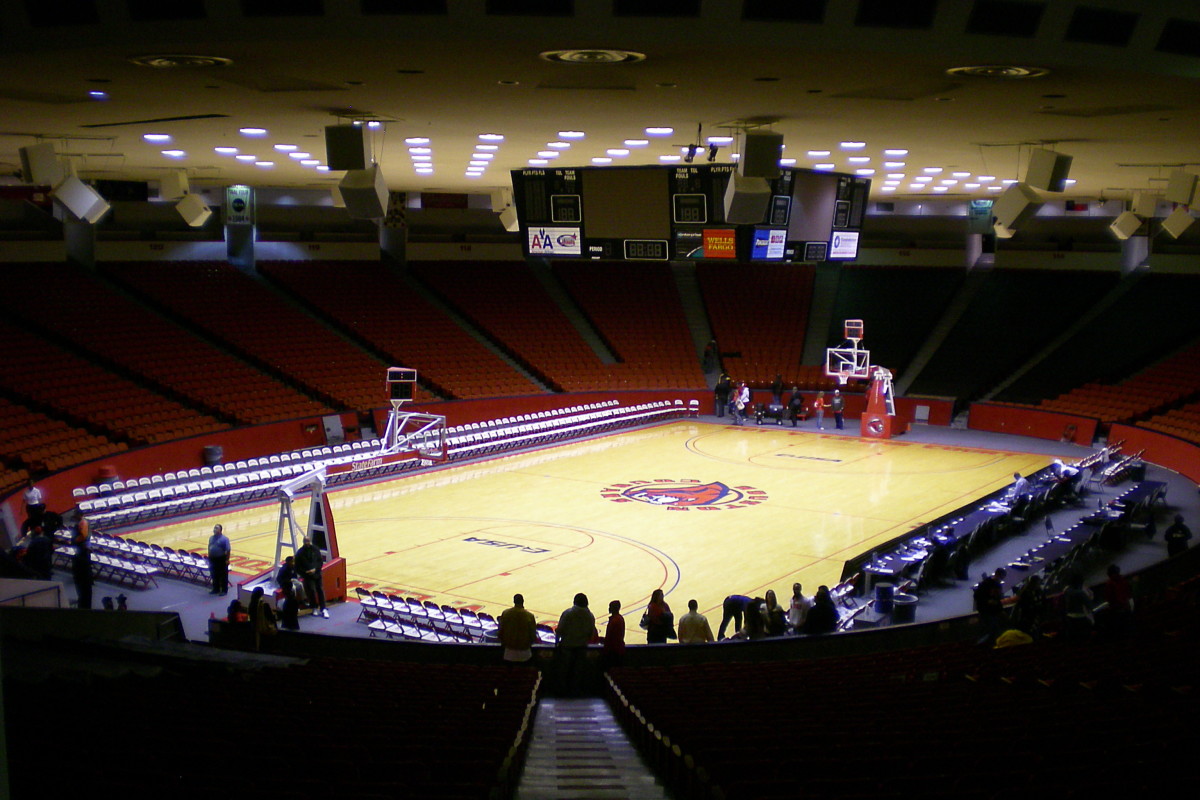 The interior of basketball court 