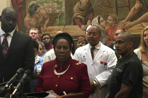 rally at St Joseph Medical Center