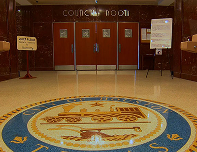 City of Houston seal and door to council room