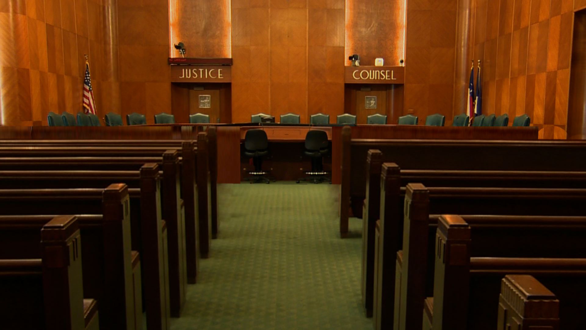 An empty Houston city council chamber