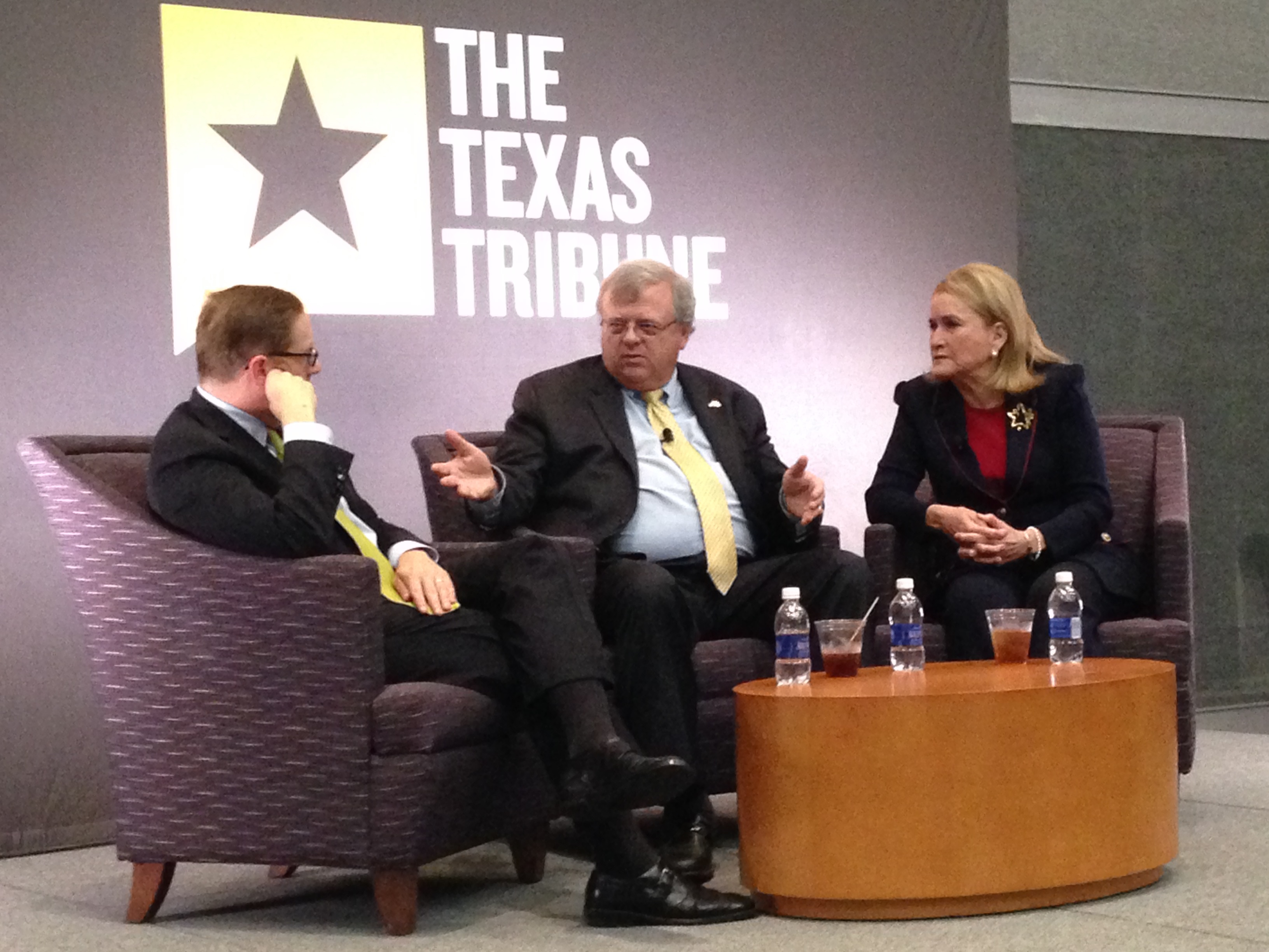 From left to right: Evan Smith, Editor-In-Chief of the Texas Tribune, Texas Senator Paul Bettencourt and Texas Senator Sylvia Garcia during the "Houston & The Legislature" forum.