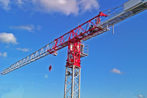 red construction crane