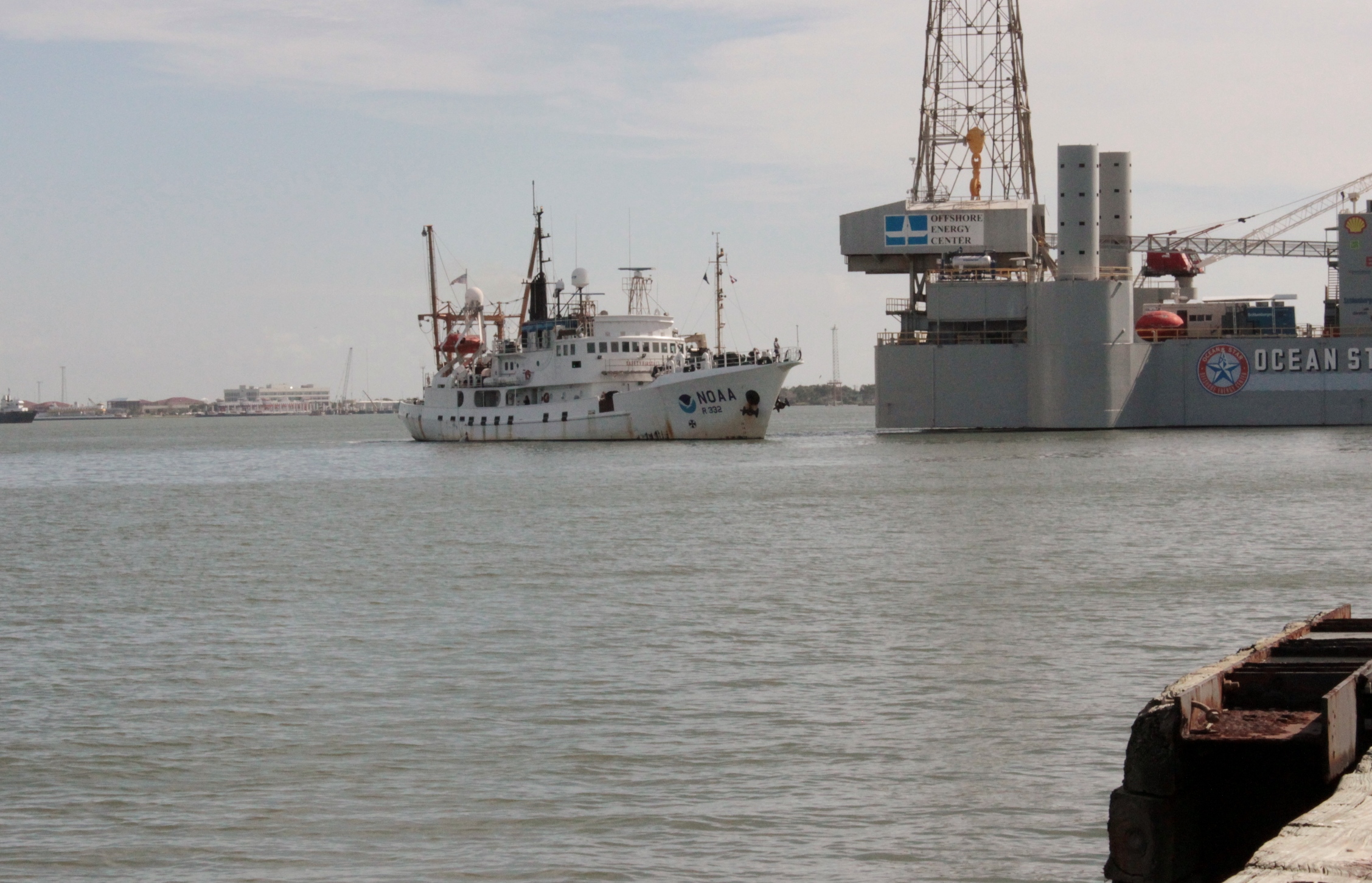 NOAA research ship entering Port of Galveston