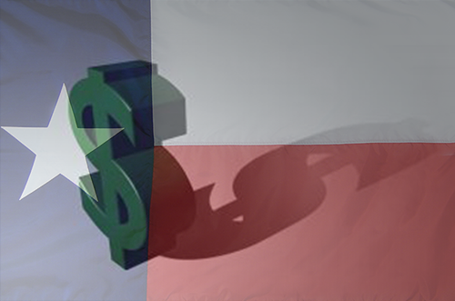 Texas flag with money symbol