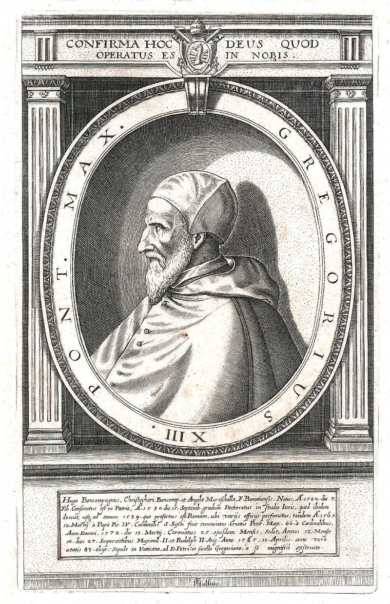Pope Gregory XIII in an early 17th century engraving.