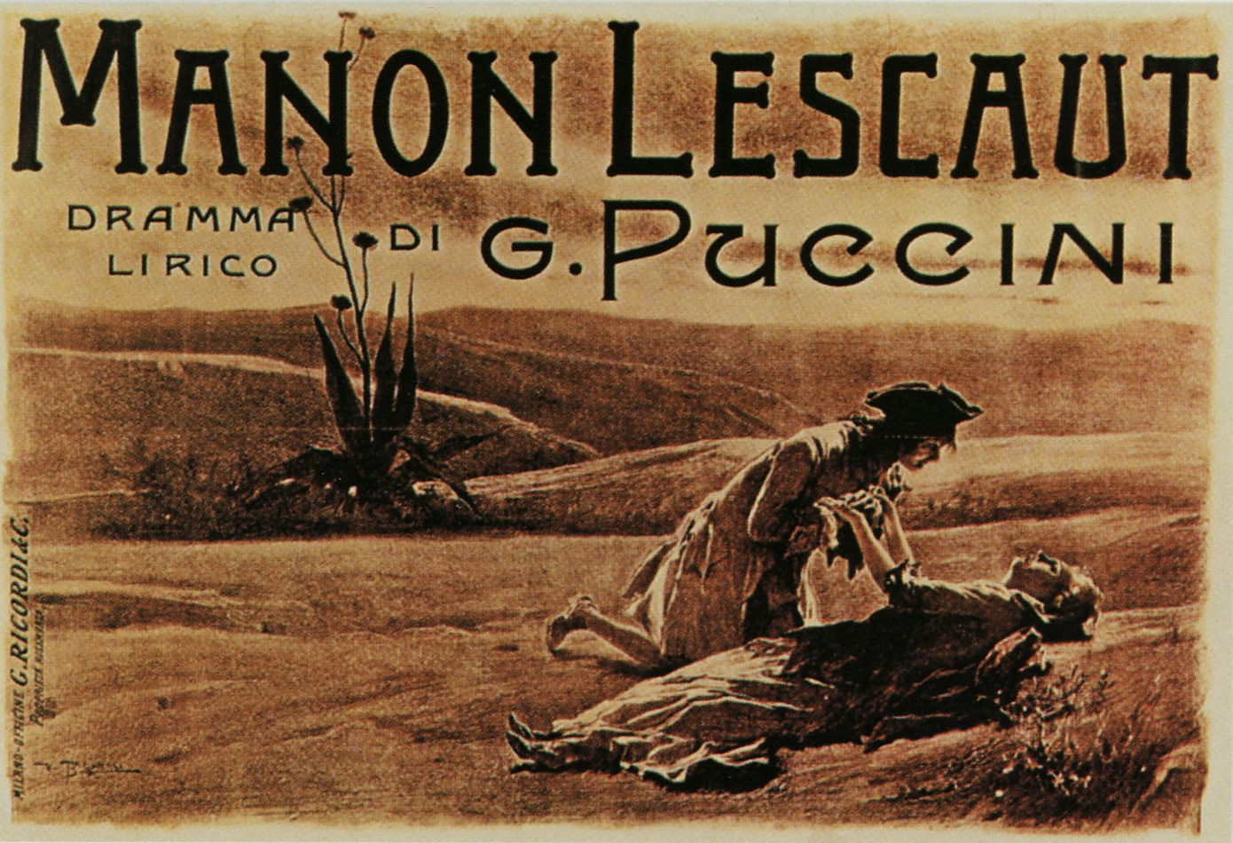 Poster for the premiere of Puccini's Manon Lescaut