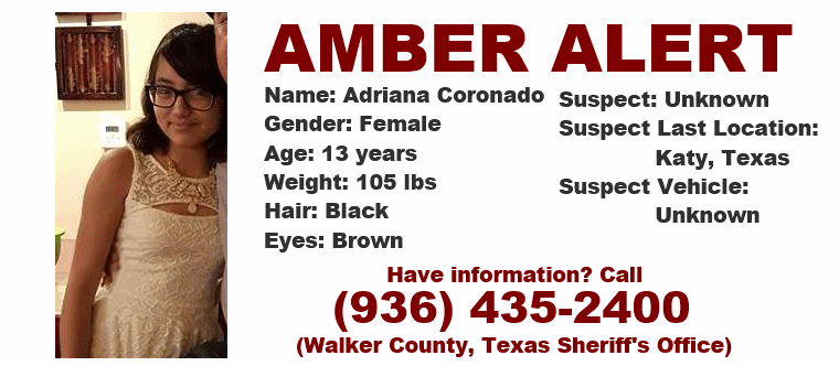 amber alert for Adriana Coronado