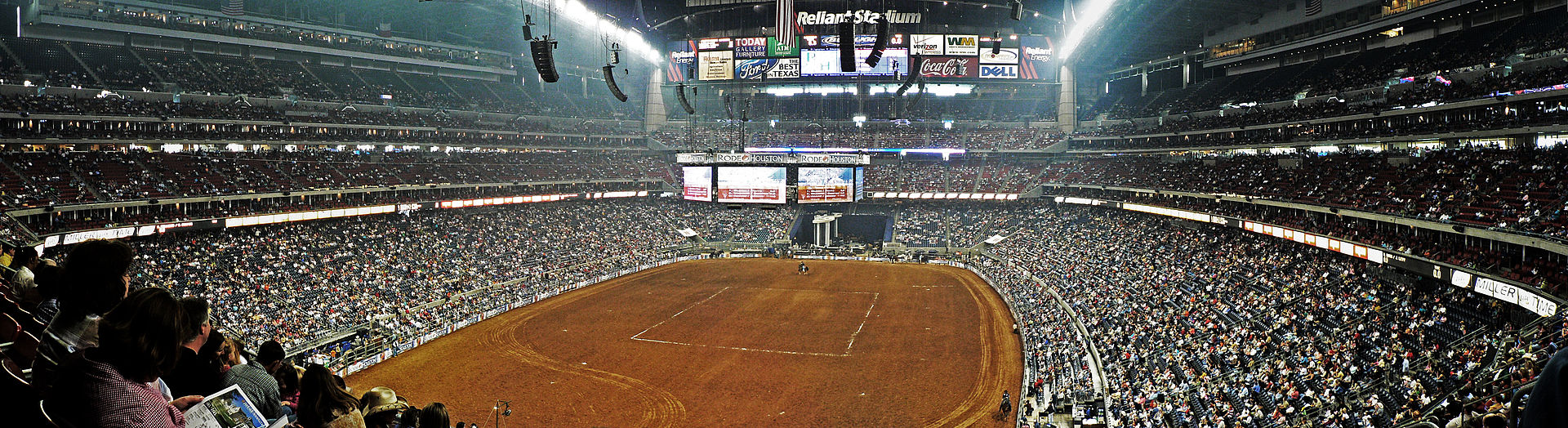 Inside of Reliant Stadium, home of the rodeo competition.