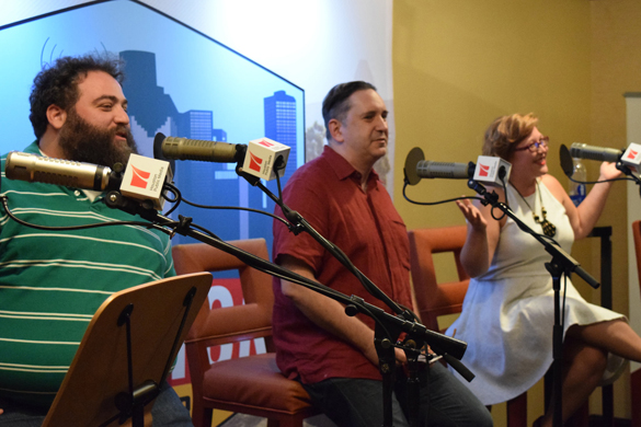 Houston food writers from The Full Menu discuss their favorite places to eat in the Energy Corridor. From left: Eric Sandler, David Leftwich and Katharine Shilcutt.