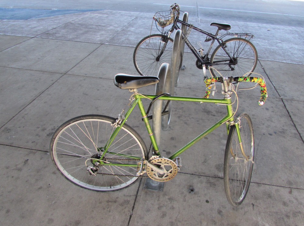 Bikes parked at Houston's Eastwood Transit Center. 