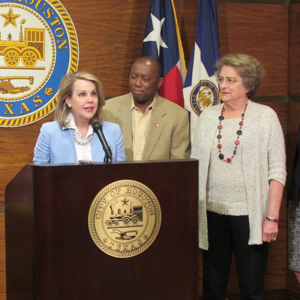 New Metro Chairman Carrin Patman was recently appointed by Mayor Sylvester Turner. Also looking on is District C Councilwoman Ellen Cohen. 