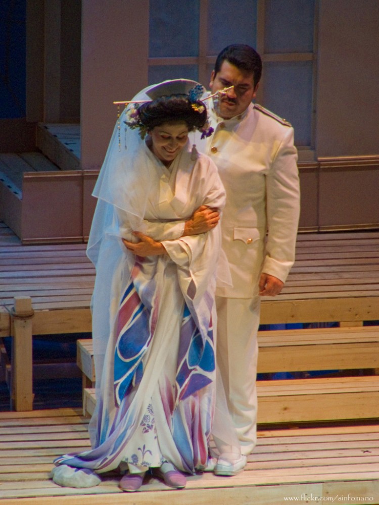 Cio-Cio San and Pinkerton in a scene from Puccini's Madama Butterfly