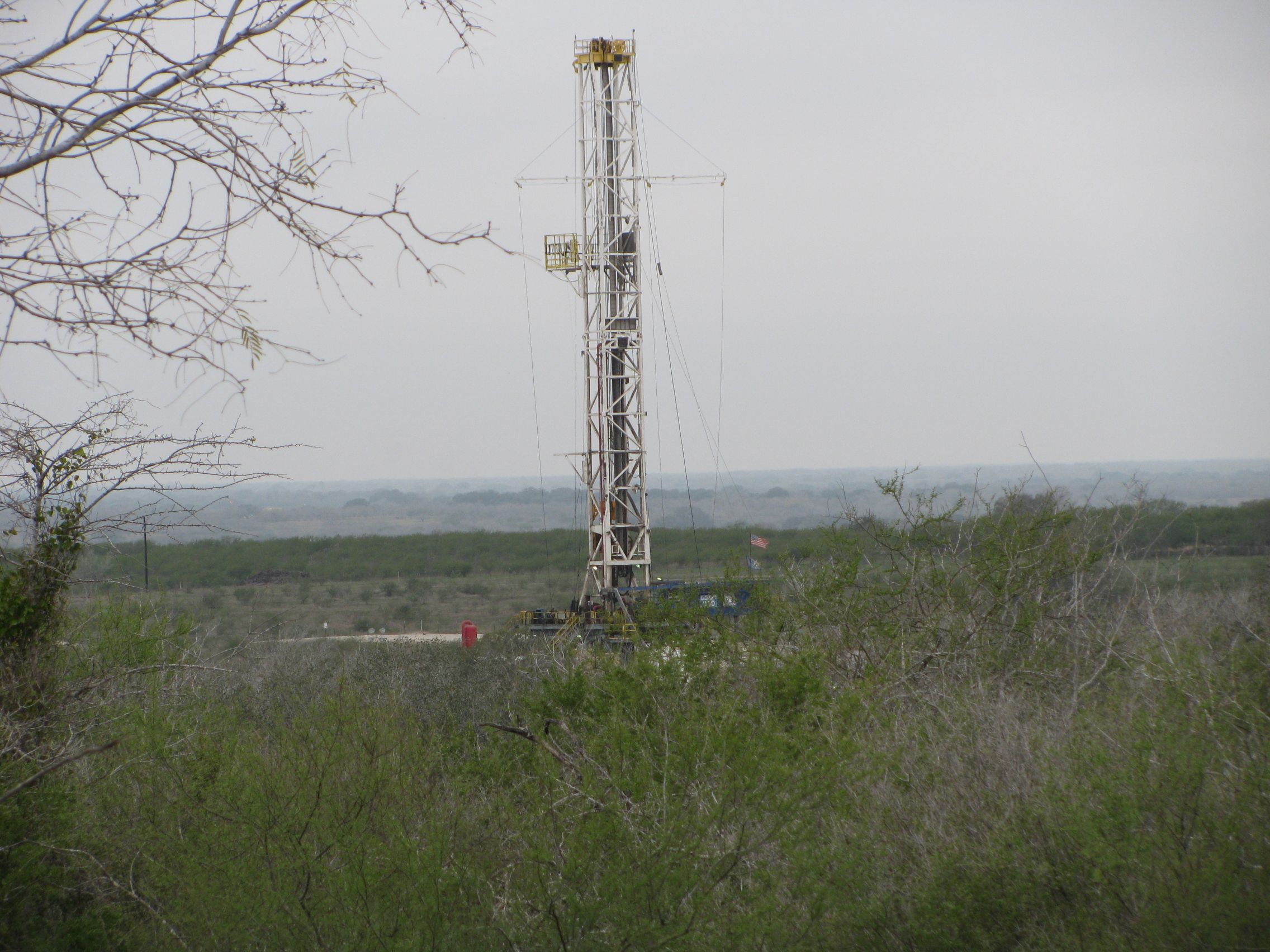 flare burning at drilling site in DeWitt County