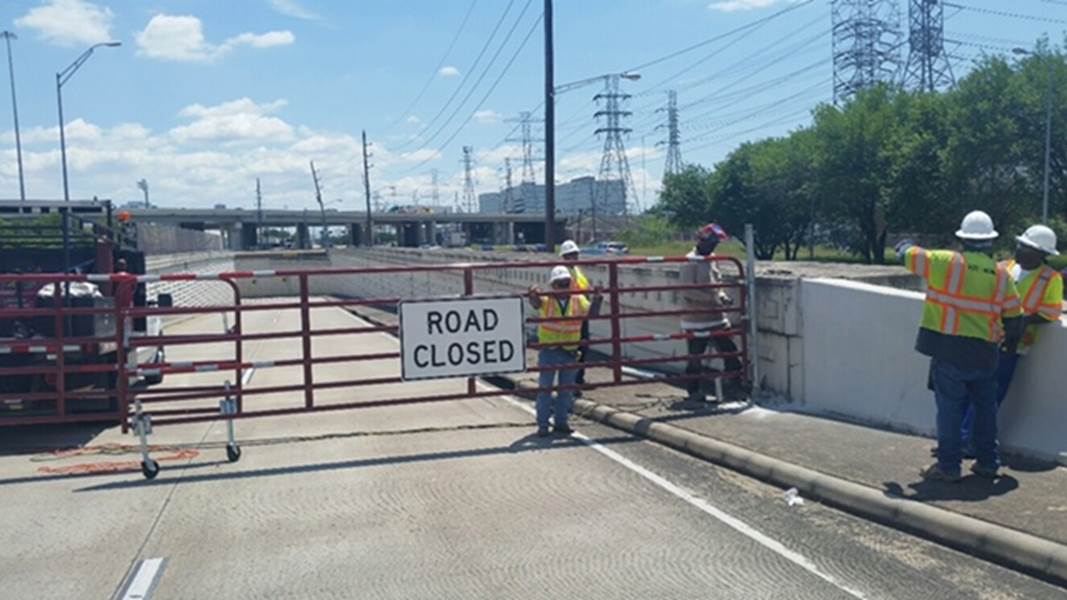 The Harris County Toll Road Authority has installed two gates at the Westpark Tollway eastbound ramp onto Post Oak Boulevard to prevent motorists to drive into high water.