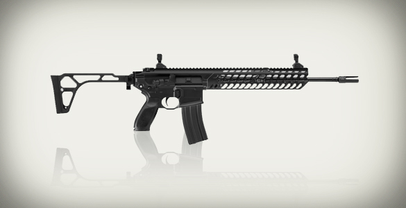 A Sig Sauer MCX rifle like the one used in the Orlando nightclub shooting. Image: Sig Sauer. Illustration: Michael Hagerty, Houston Public Media