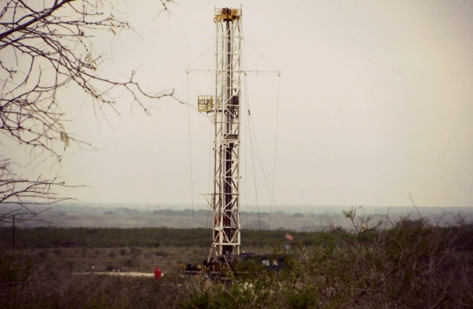 A fracking rig in DeWitt County, Texas. Photo: Dave Fehling, Houston Public Media.