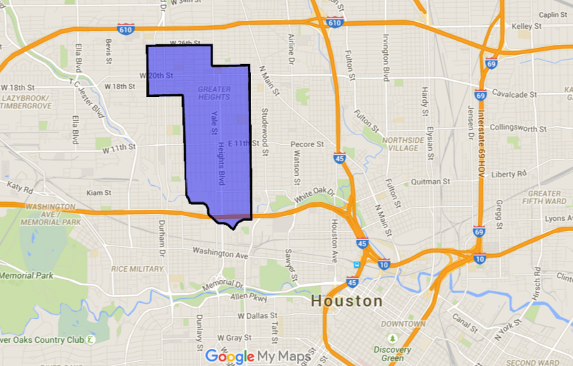 Cities Within The City Landlocked Municipalities Can Create Confusion   Houston Heights Map Google Maps 