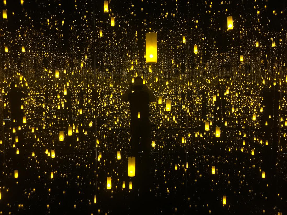 The view inside Kusama's installation "The Aftermath of the Obliteration of Infinity"