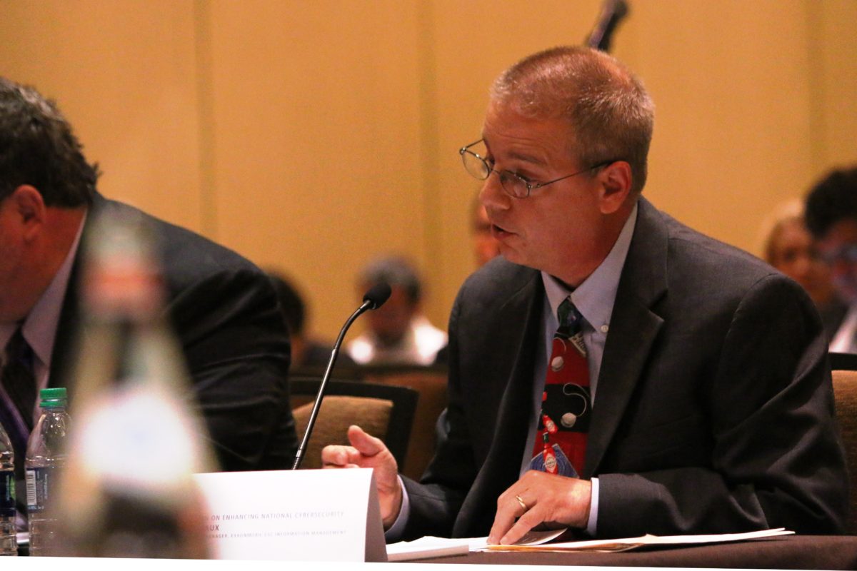 Scott Robichaux, manager of cyber security at ExxonMobil, testifies to presidential commission