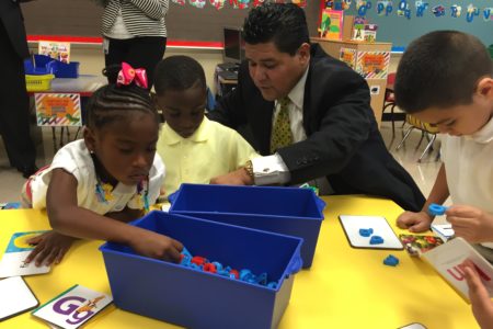 At Law Elementary in South Houston, Carranza observed several dual language classrooms for young students.