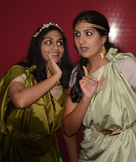 Silambam company members as A Midsummer Night's Dream characters Helena and Demetrius