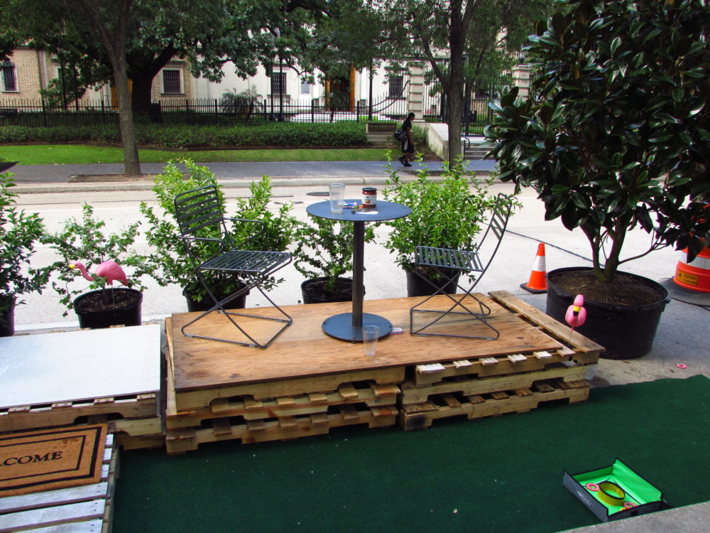 Local professional and student organizations built the parklets next to Houston City Hall. 
