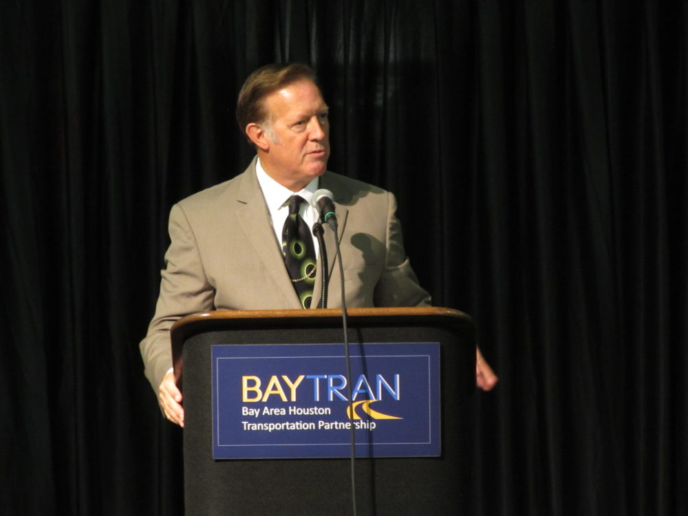 Congressman Randy Weber (R-Friendswood) speaks at the Galveston County Transportation Conference about the importance of long-term federal transportation funding. (Photo: Gail Delaughter, Houston Public Media)