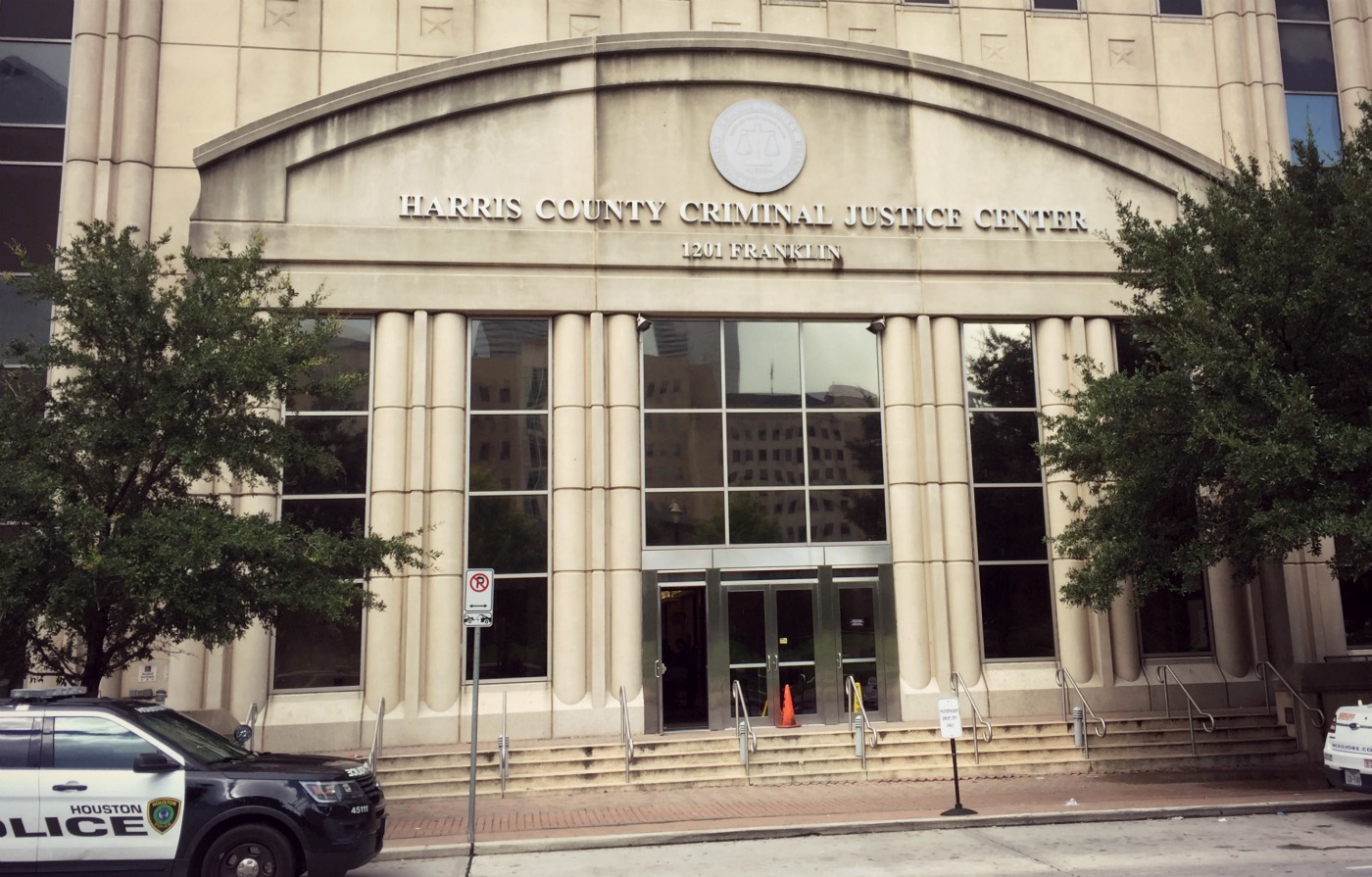 The Harris County Criminal Justice Center in downtown Houston. (Photo: Edel Howlin, Houston Public Media)