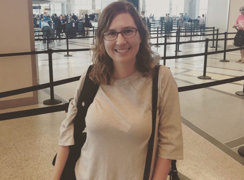News 88.7 Education Reporter Laura Isensee at Hobby Airport as she prepared to depart on her journey to Pakistan.