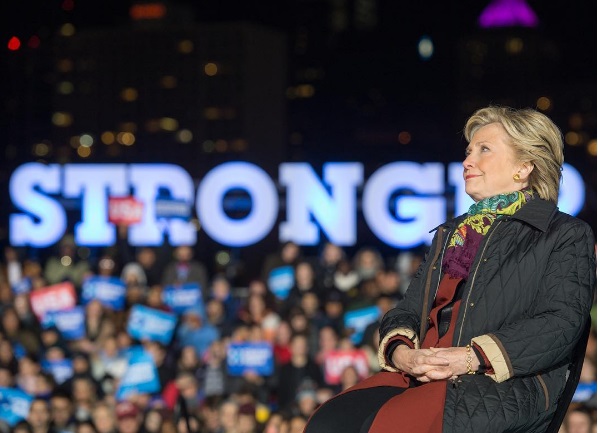 Democratic presidential candidate Hillary Clinton at a rally, just days away from Nov. 8th, 2016, Election Day. 