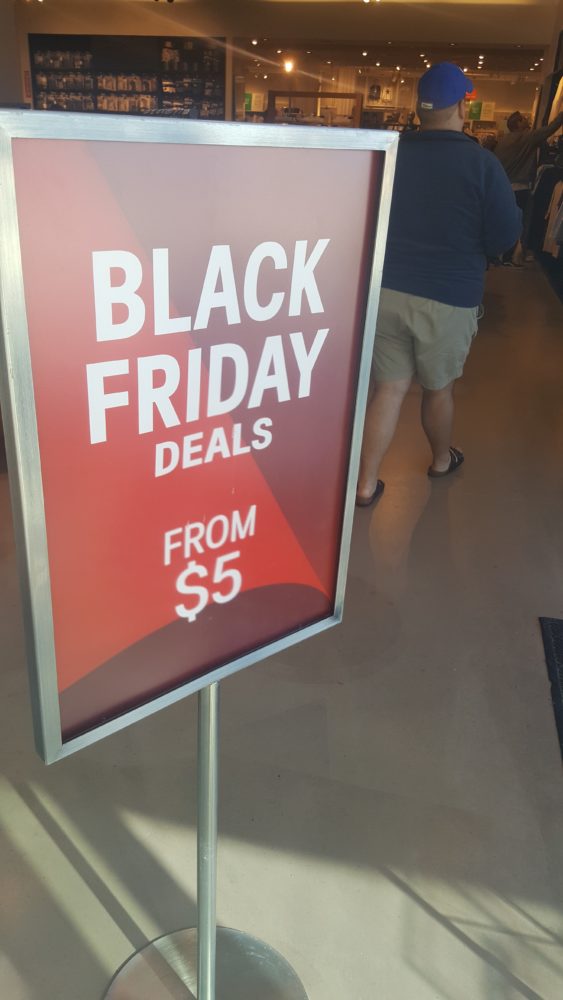 A Black Friday sign in the mall one week before Black Friday.