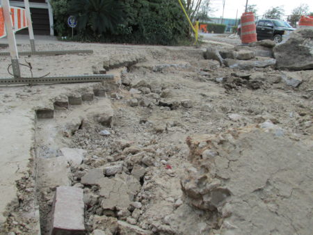A city contractor accidentally damaged a portion of a historical brick street in Freedmen's Town.