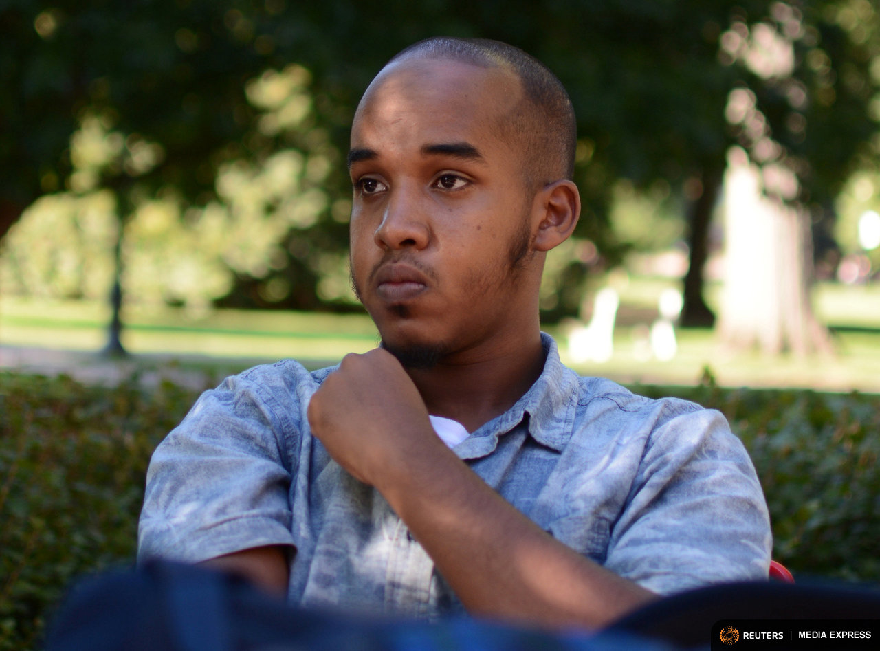 Abdul Razak Artan, a third-year student in logistics management, sits on the Oval in an August 2016 photo provided by The Lantern, student newspaper of Ohio State University in Columbus, Ohio, U.S. on November 28, 2016. 