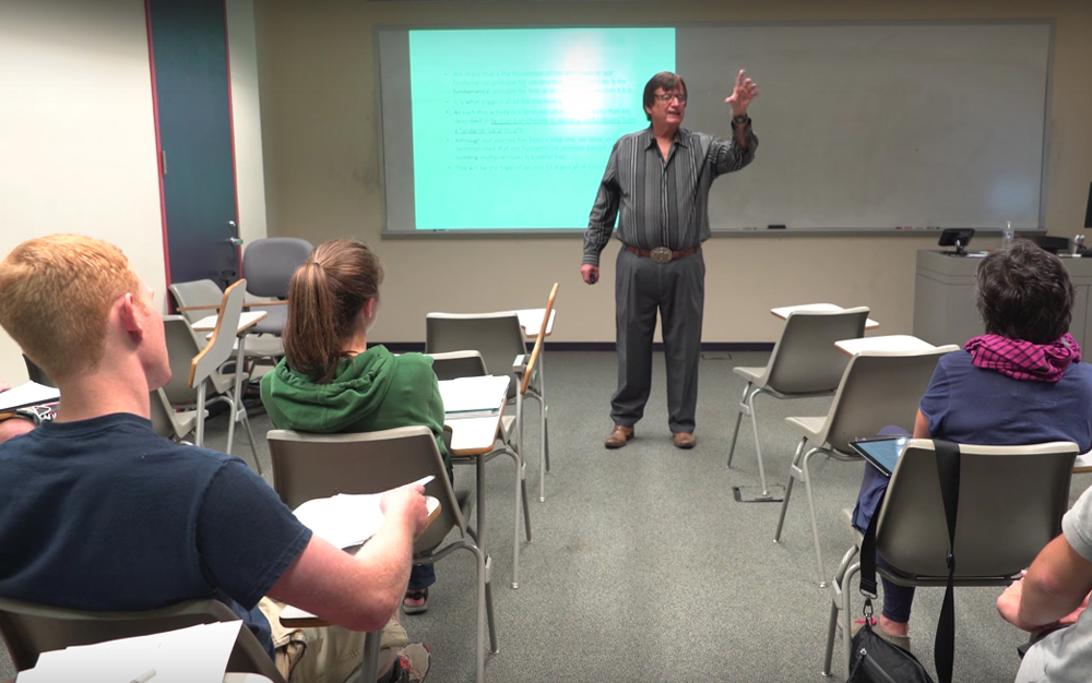 Mathematician Dr. Richard Tapia of Rice University teaches a class. Tapia (Photo Courtesy Rice University Video/via Screen Capture)