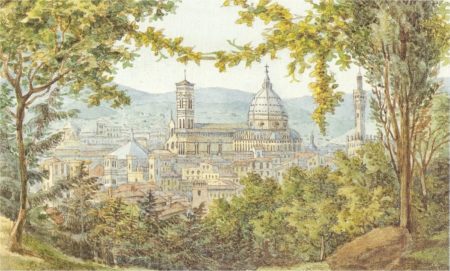 View of Florence, watercolor by Felix Mendelssohn, 1830.